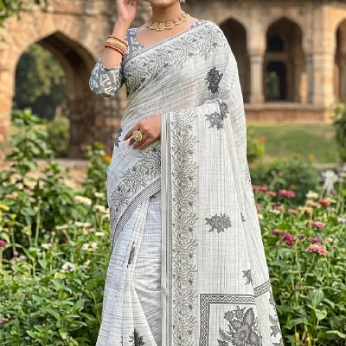 Preety Enterprise Beutiful Bagru Printed Sarees Primum Mulmul Cotton 1012