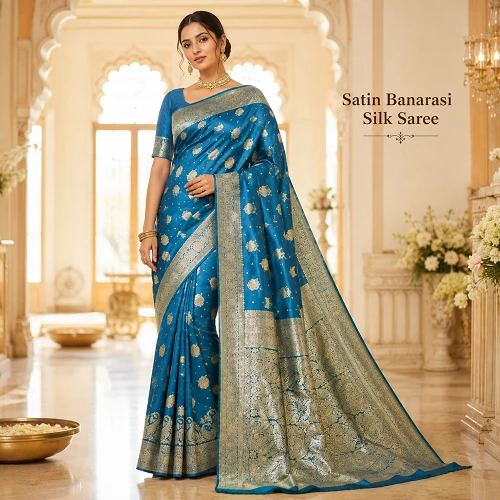 Elegant Satin Banarasi silk Saree