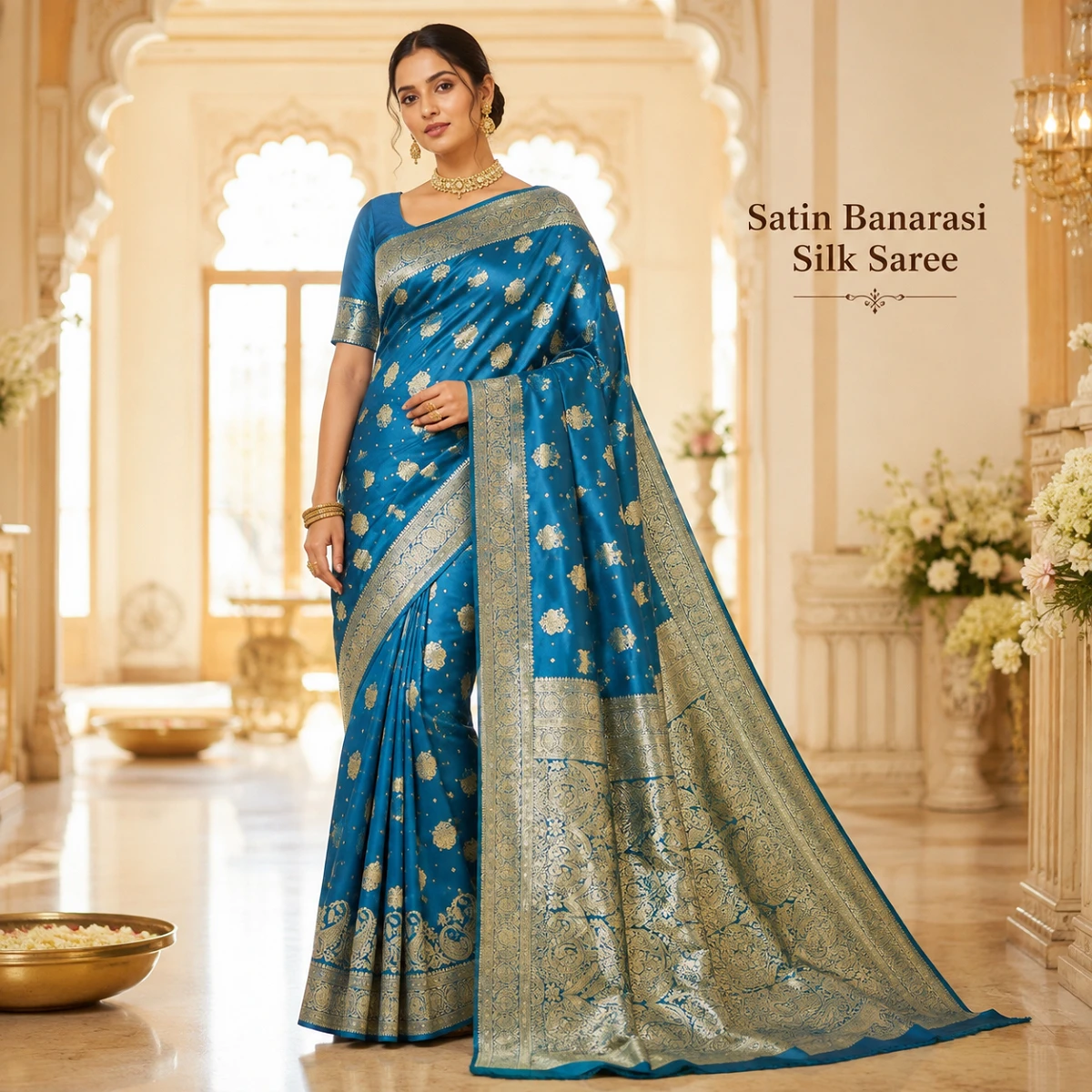 Elegant Satin Banarasi silk Saree