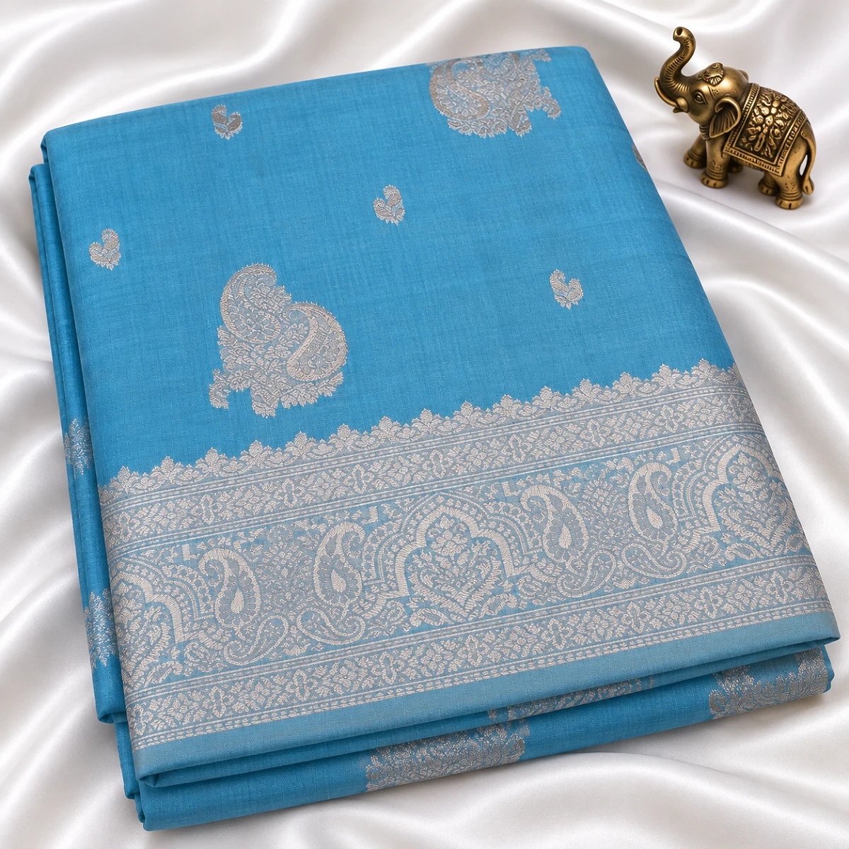 Sky-Blue Handloom Saree