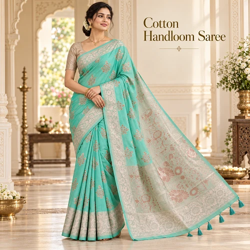 Aqua handloom saree