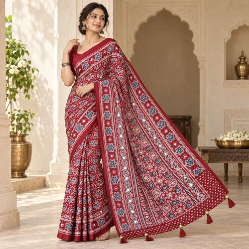 Ajrak modal saree