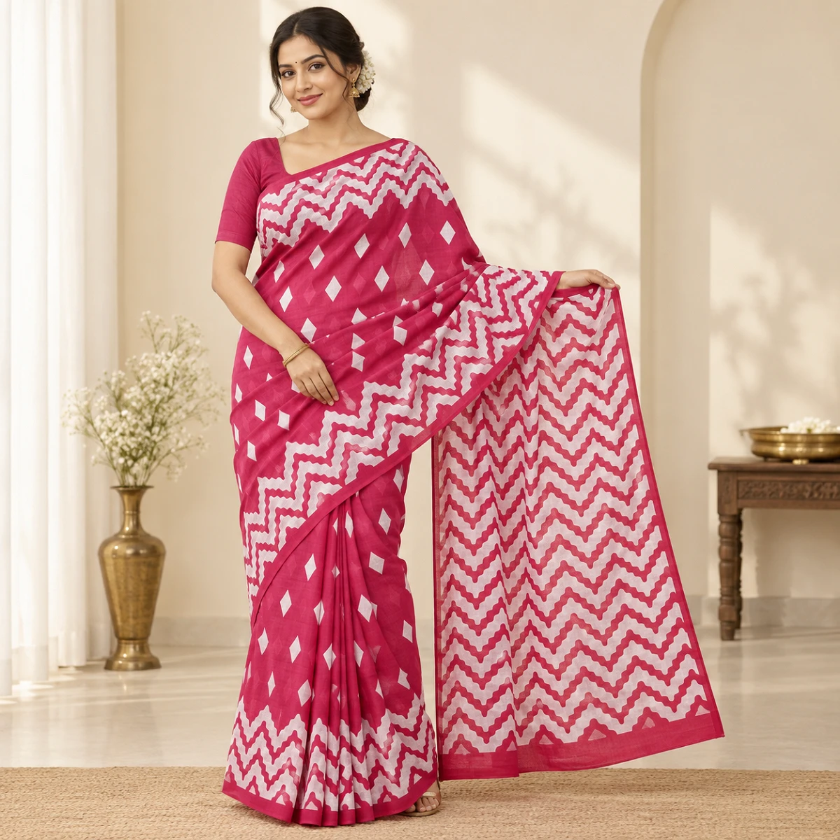 Mulmul Cotton Printed Saree