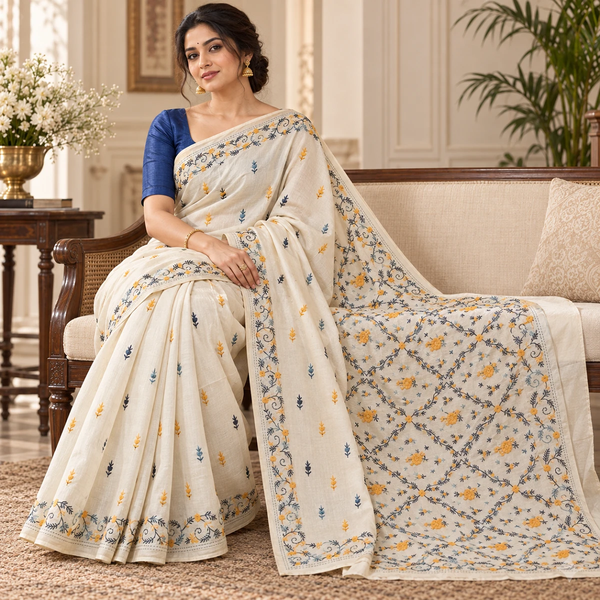 Handloom Kanthastitch Saree