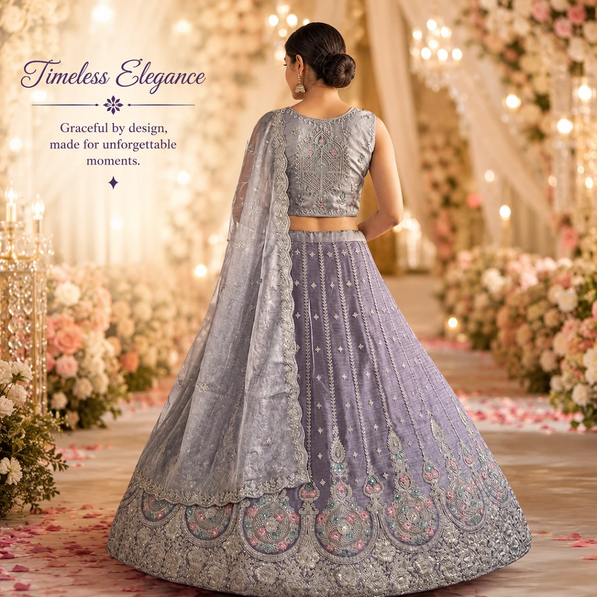 Preety Enterprise : Premium Designer Embroidered Lavender Purple Lehenga Choli Set with Dupatta for Women, Wedding, Party & Festive Wear
