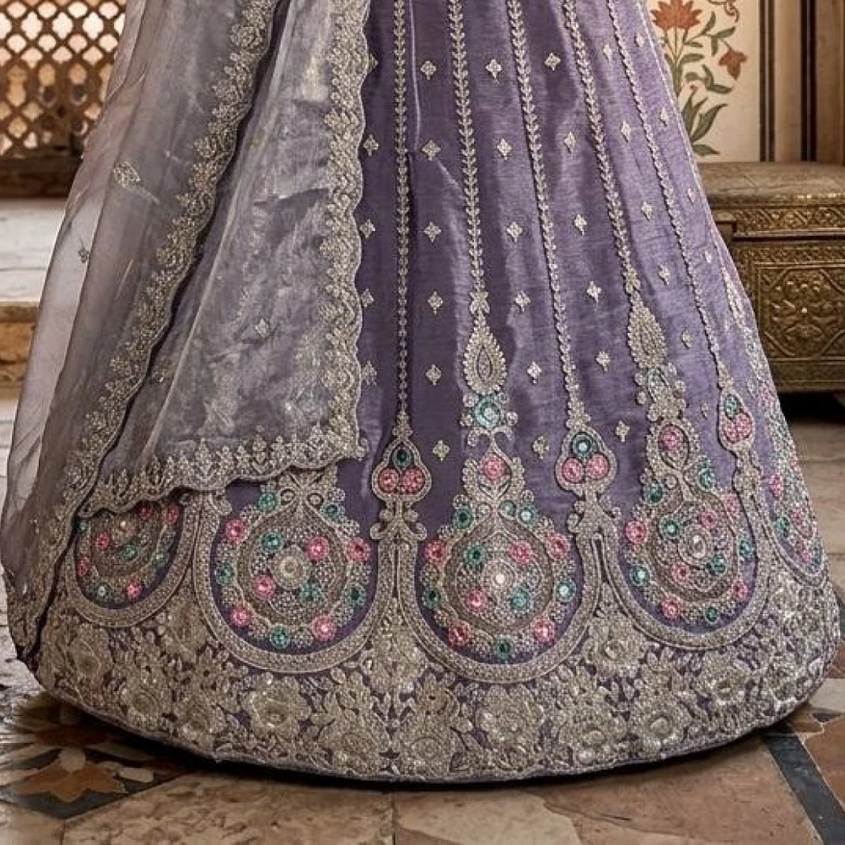 Preety Enterprise : Premium Designer Embroidered Lavender Purple Lehenga Choli Set with Dupatta for Women, Wedding, Party & Festive Wear