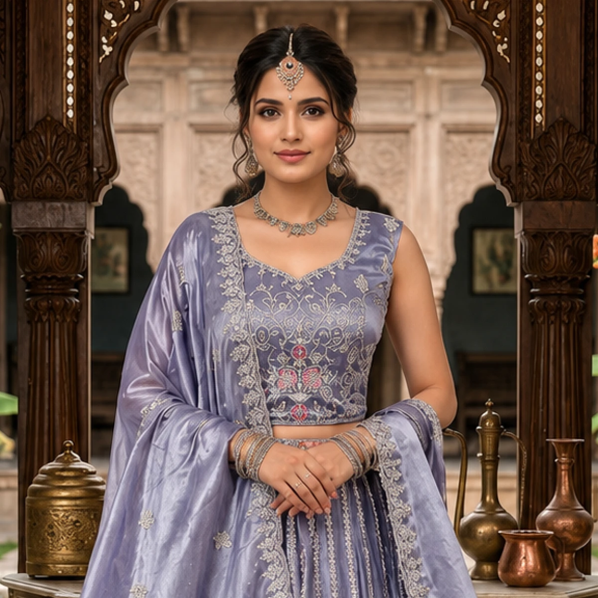 Preety Enterprise : Premium Designer Embroidered Purple Lehenga Choli Set with Dupatta for Women, Wedding, Party & Festive Wear