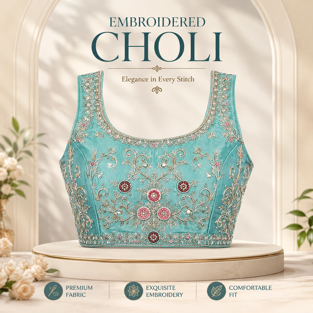 Preety Enterprise : Women’s Turquoise Blue Embroidered Lehenga Choli with Dupatta | Designer Ethnic Wear for Wedding, Party, Festive & Reception Occasions