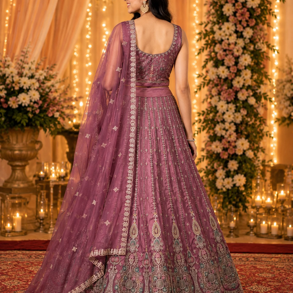 Preety Enterprise : Women’s Wine Purple Embroidered Lehenga Choli with Dupatta | Designer Wedding Wear, Party Wear, Festive Ethnic Dress for Women
