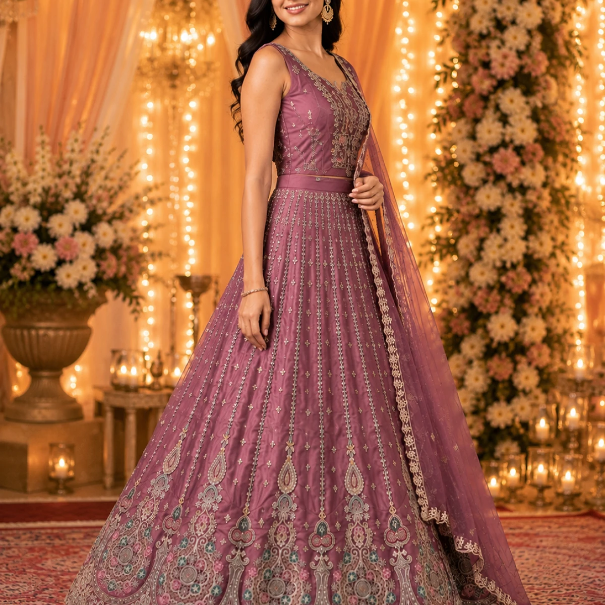 Preety Enterprise : Women’s Wine Purple Embroidered Lehenga Choli with Dupatta | Designer Wedding Wear, Party Wear, Festive Ethnic Dress for Women