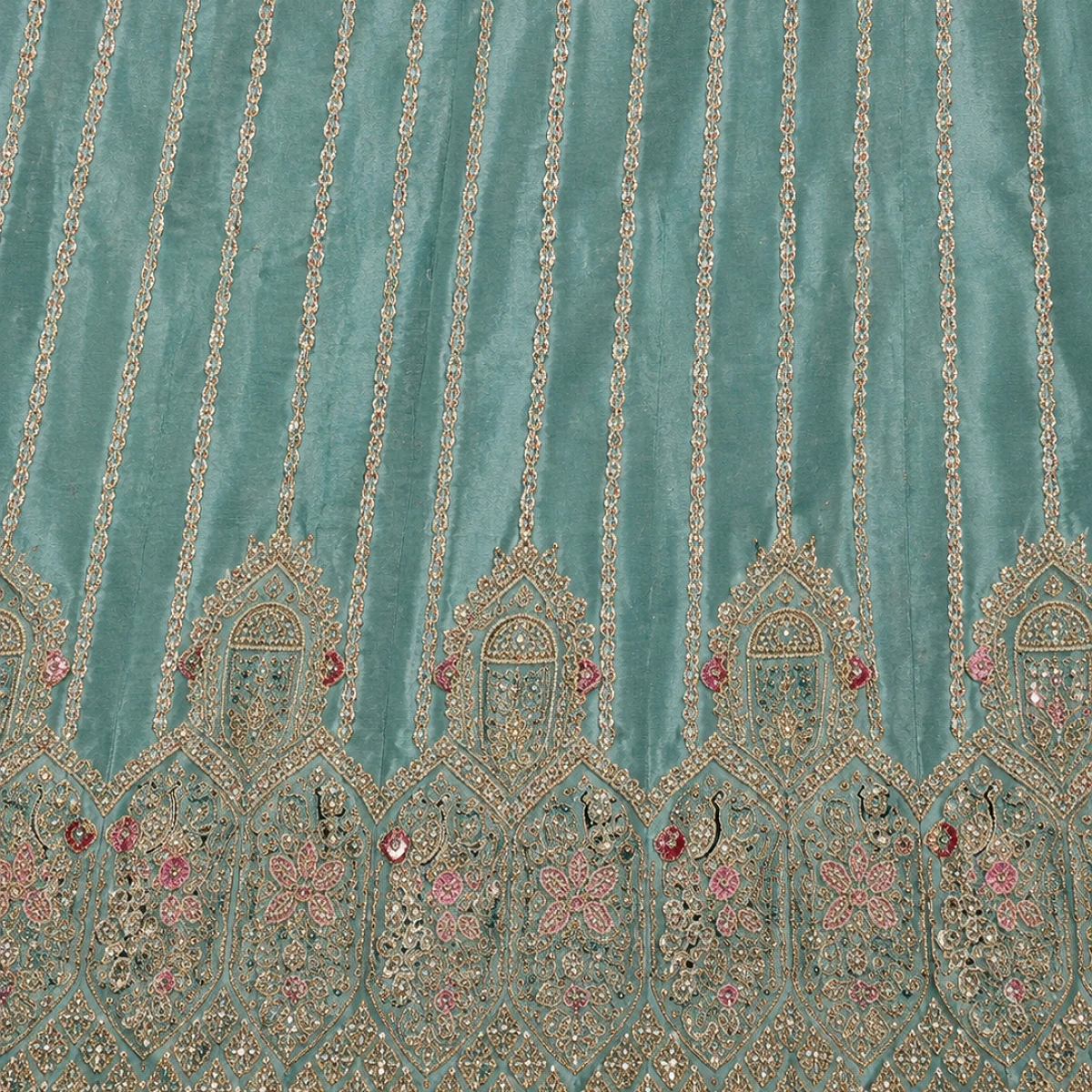 Designer Embroidered Turquoise Blue Lehenga Choli Set with Dupatta & Unstitched Blouse Piece