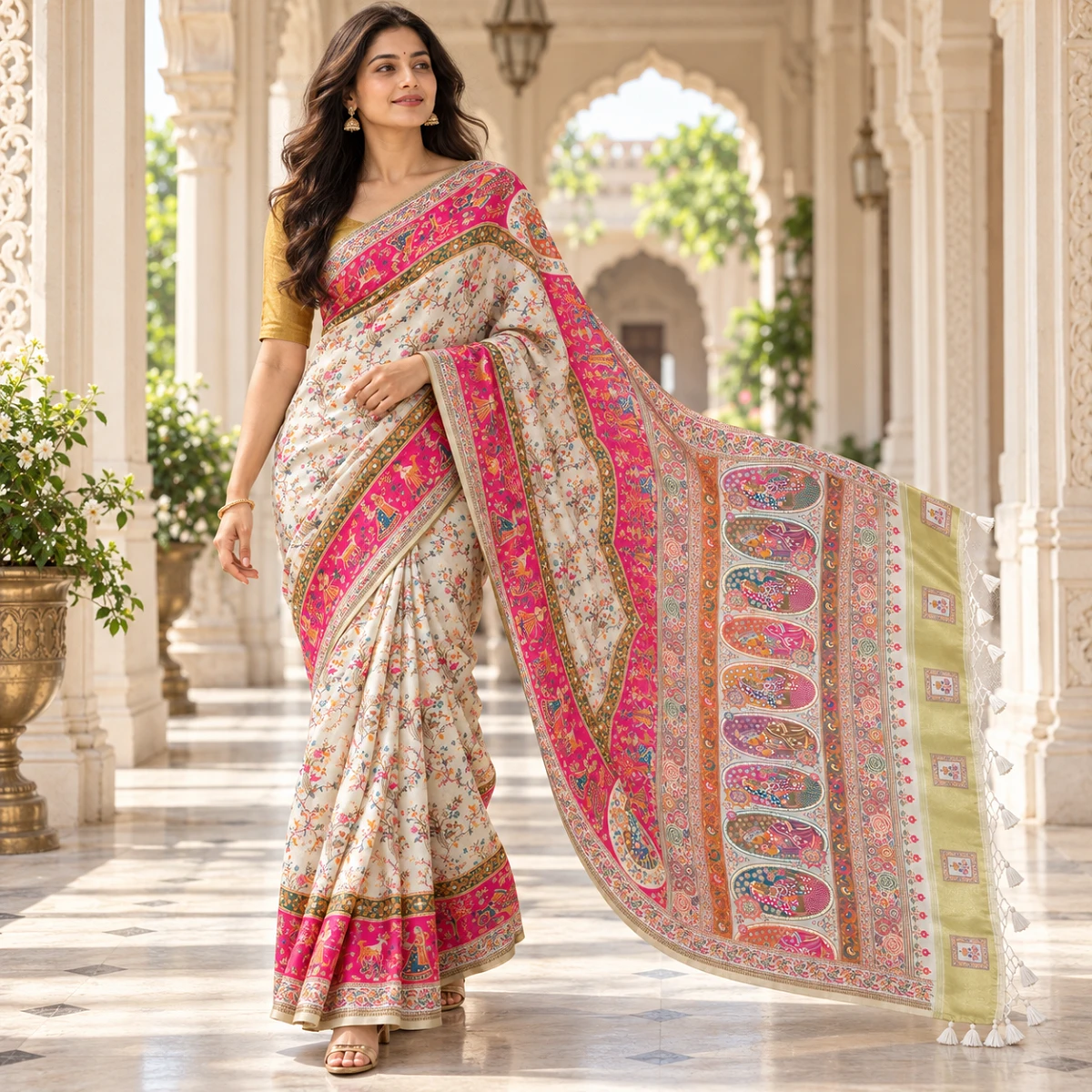 Pure Pashmina Silk Saree
