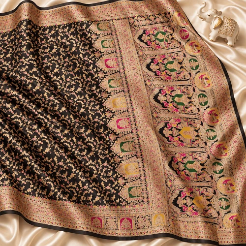Ornate Black Pashmina Saree
