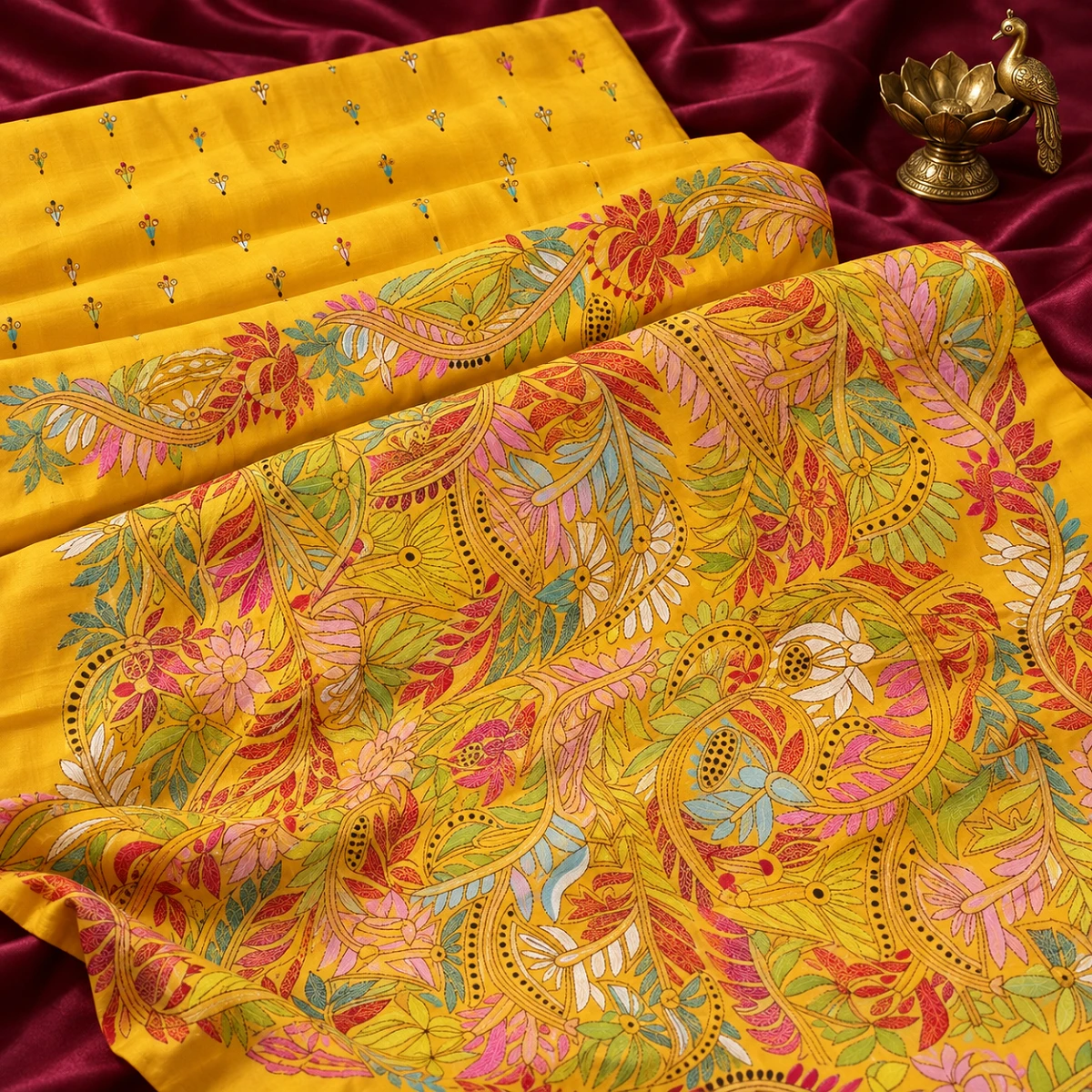 Pure Silk Kantha Stitch Saree