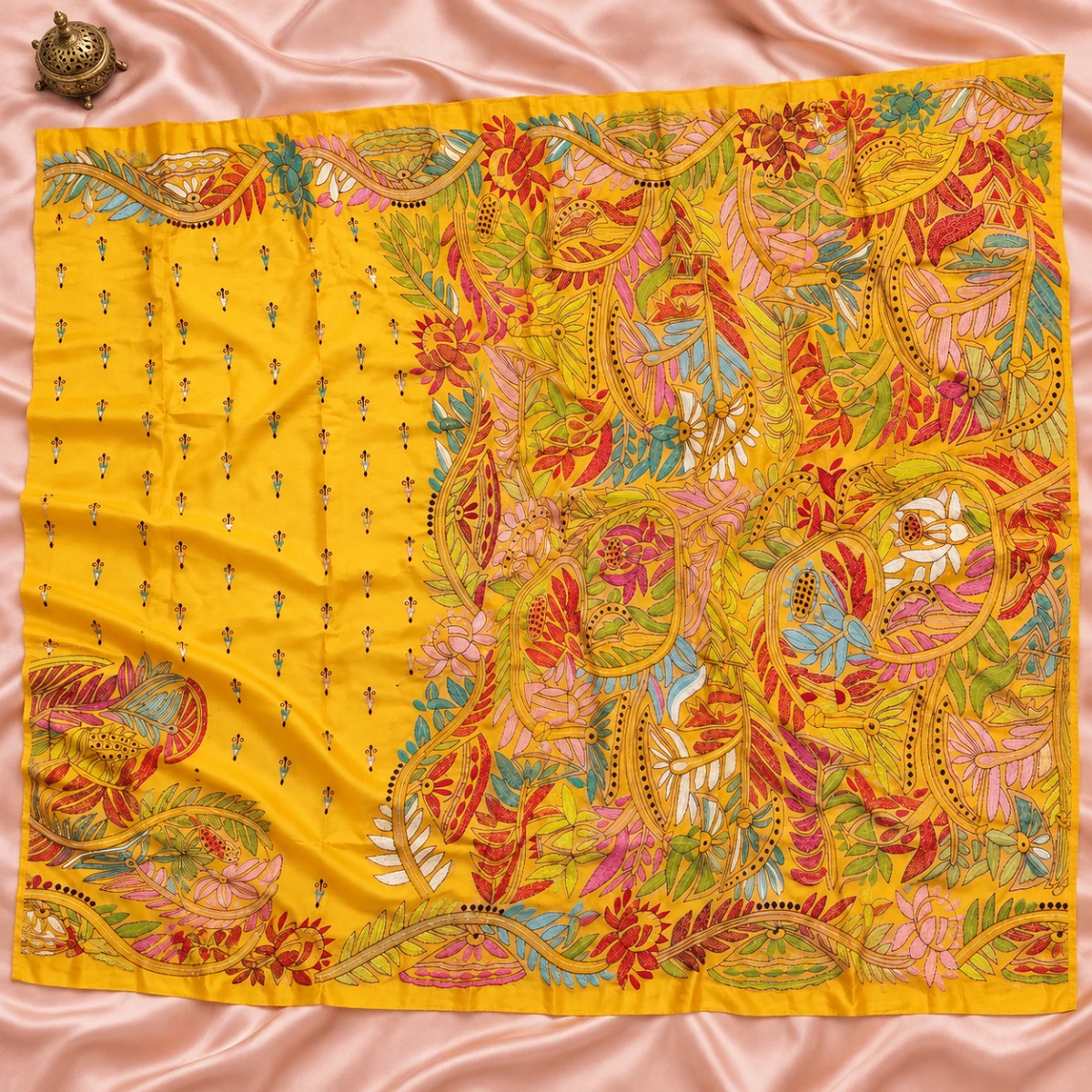 Pure Silk Kantha Stitch Saree