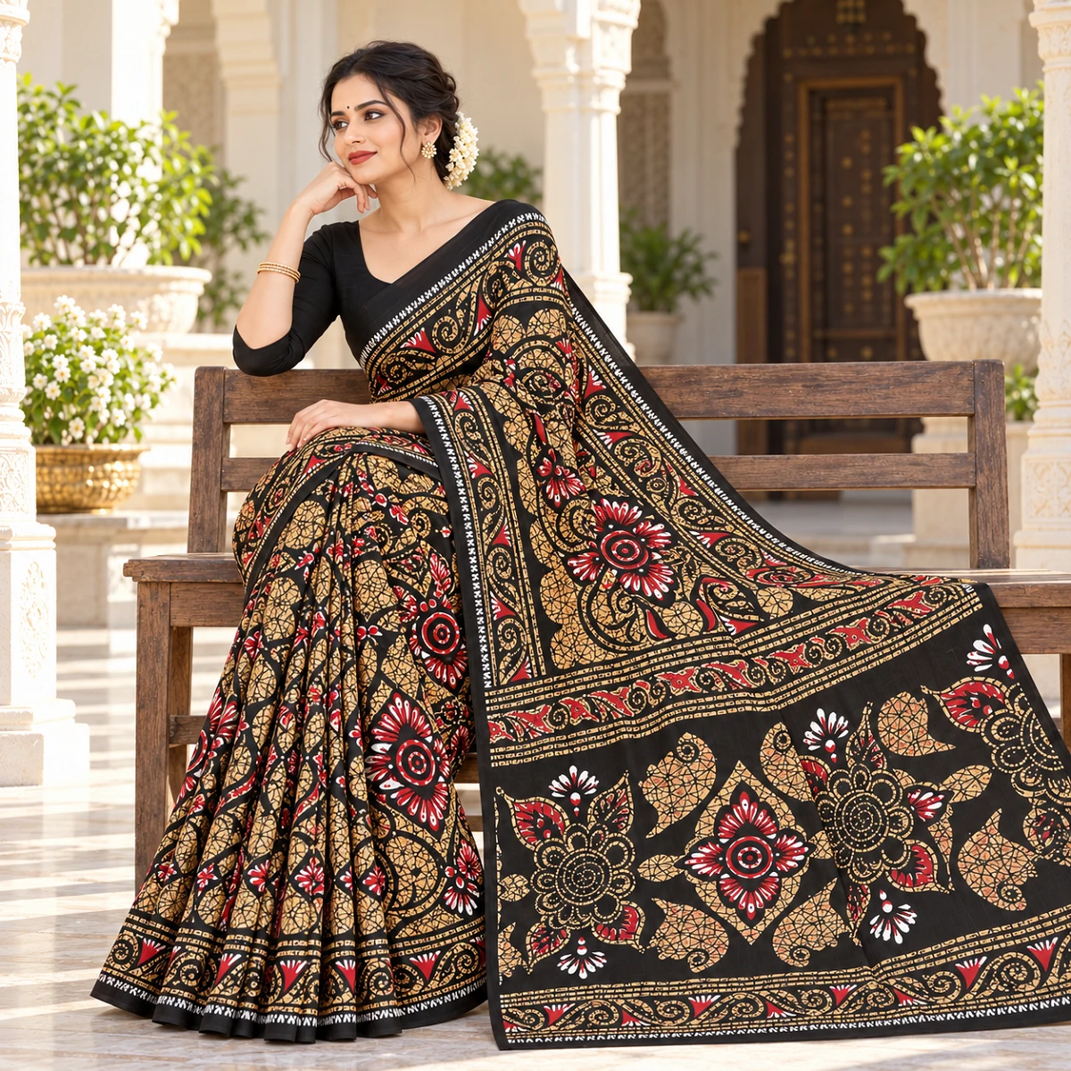 Elegant Black Cotton Saree