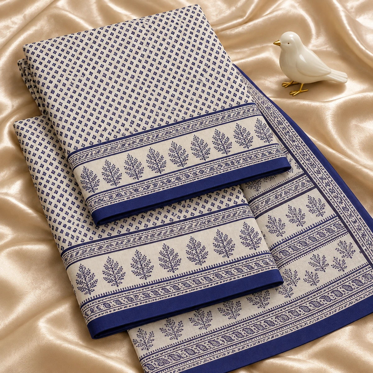 Navy-motif Pure cotton saree