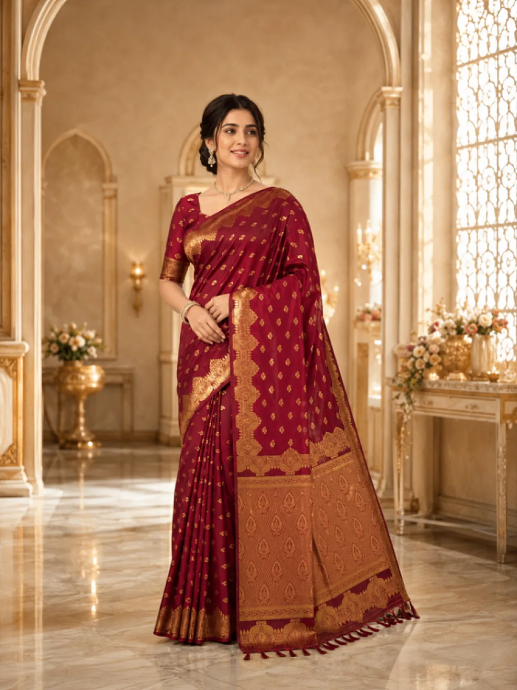 Banarasi Silk open Border Zari