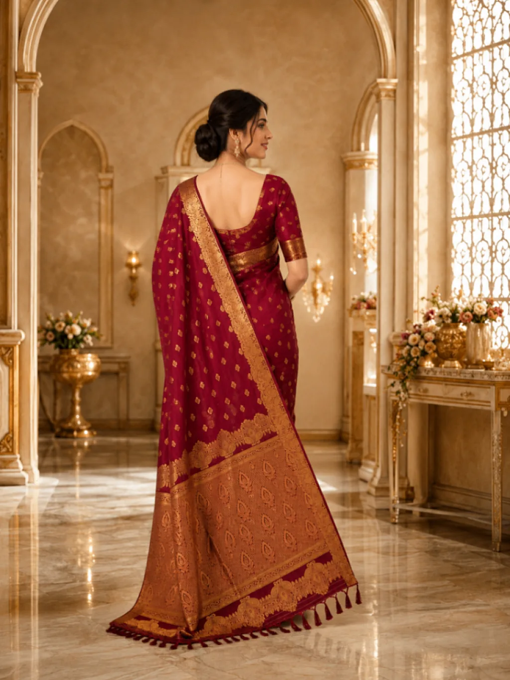 Banarasi Silk open Border Zari