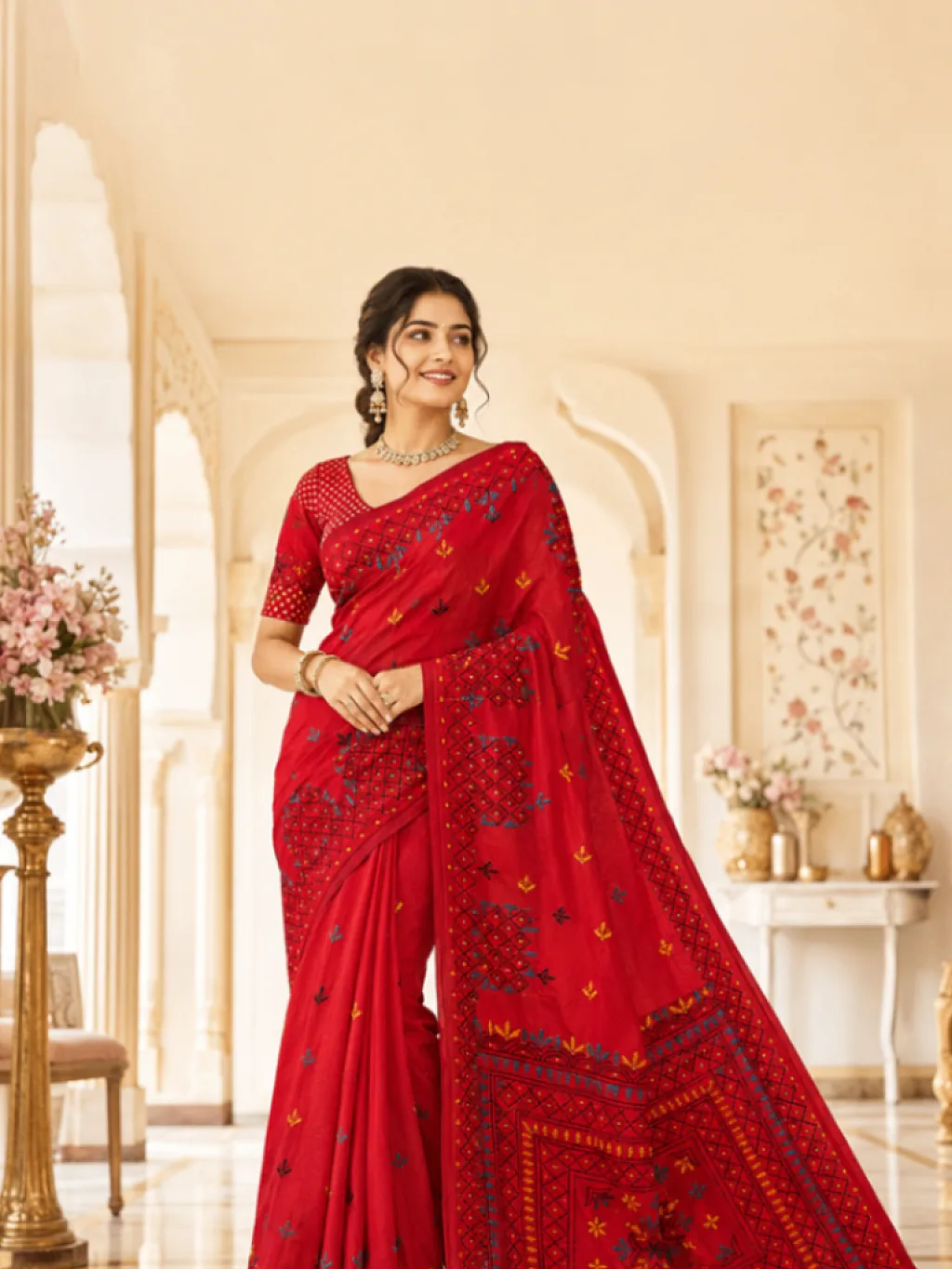 Kantha Stitch Red