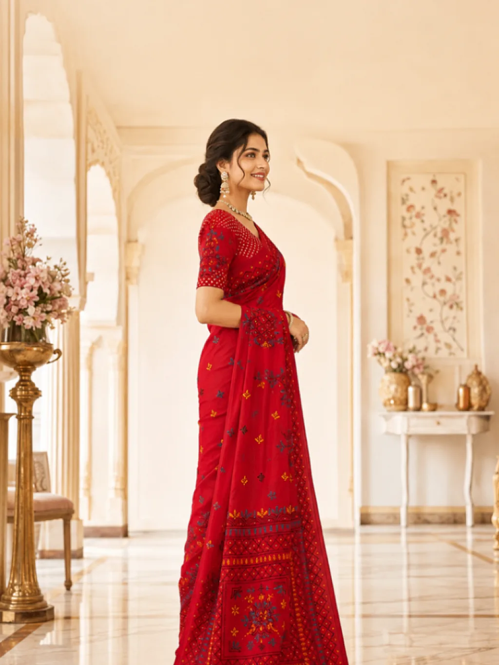 Kantha Stitch Red