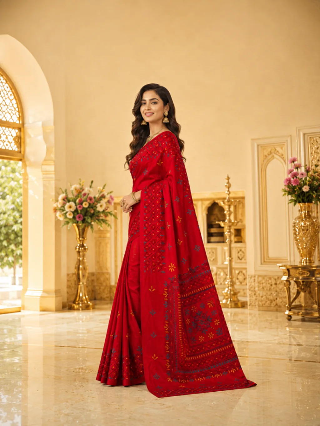 Kantha Stitch Red