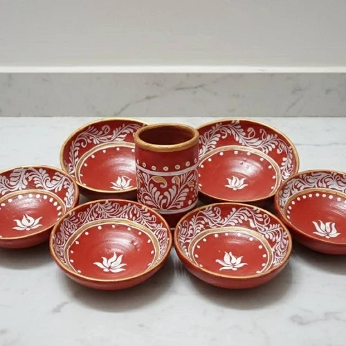 clay bowl set with glass