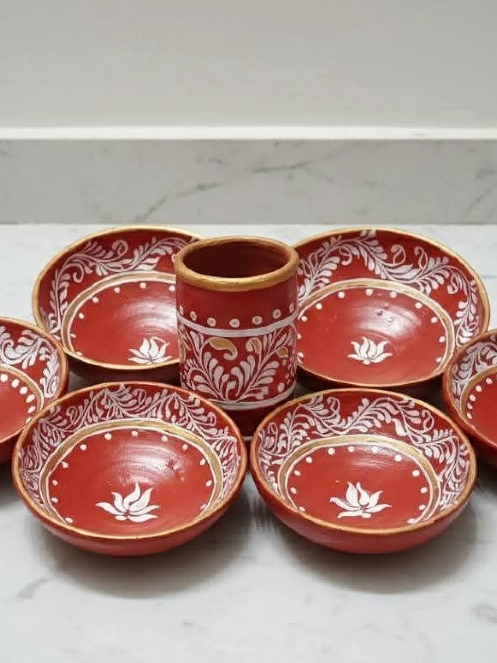 clay bowl set with glass