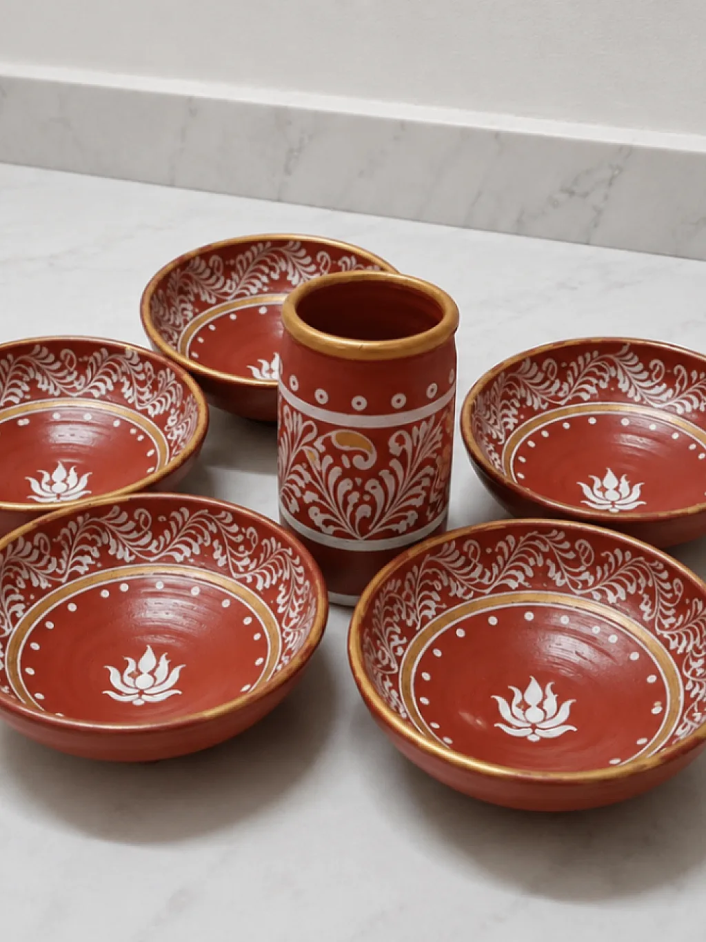 clay bowl set with glass