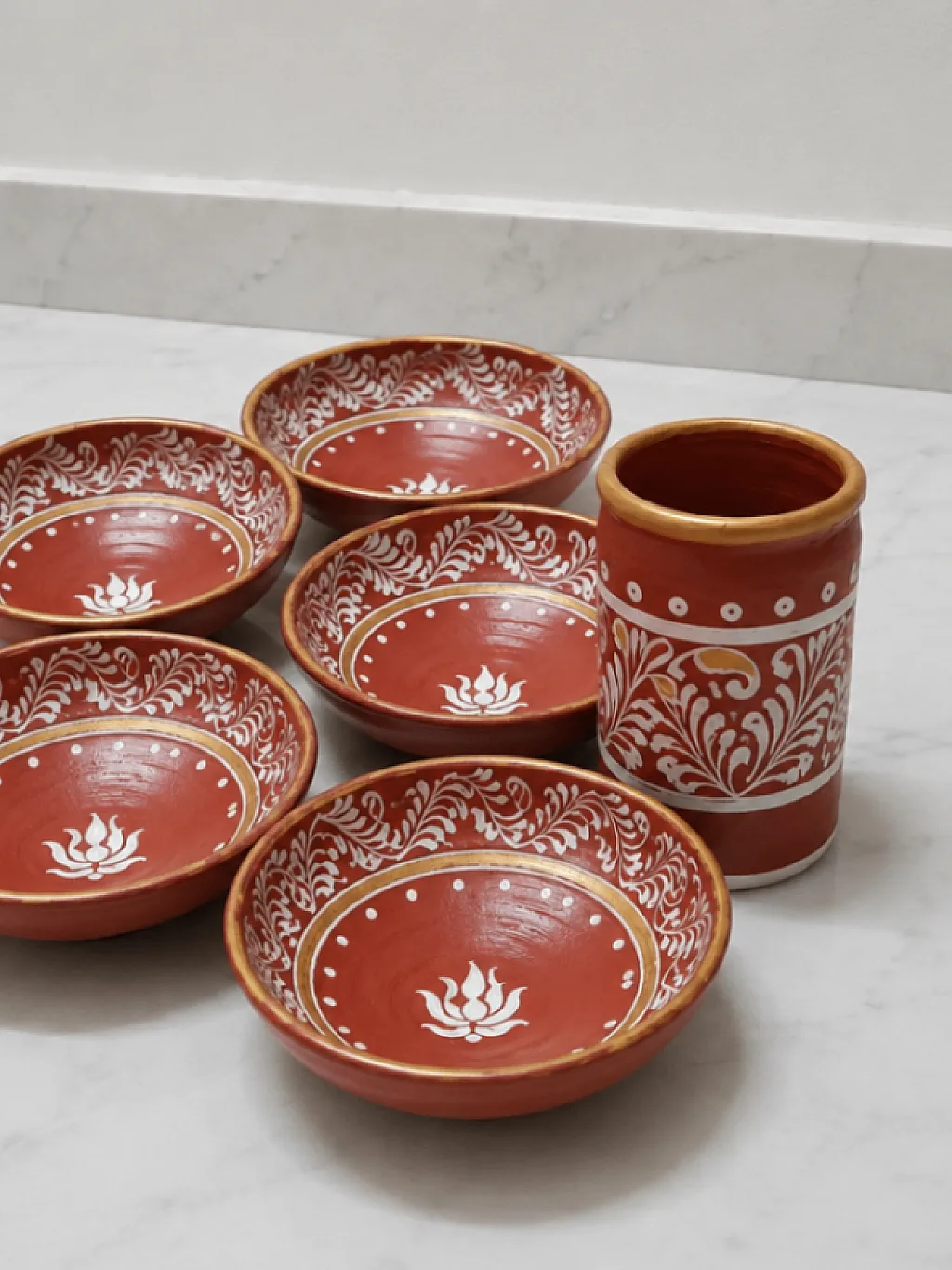 clay bowl set with glass