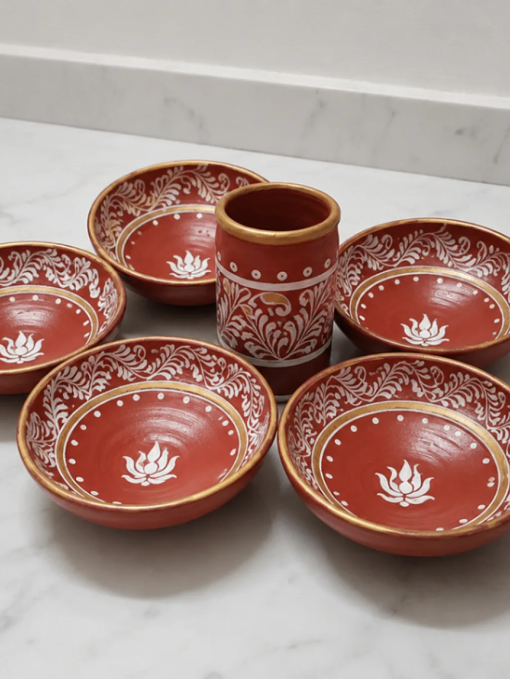 clay bowl set with glass