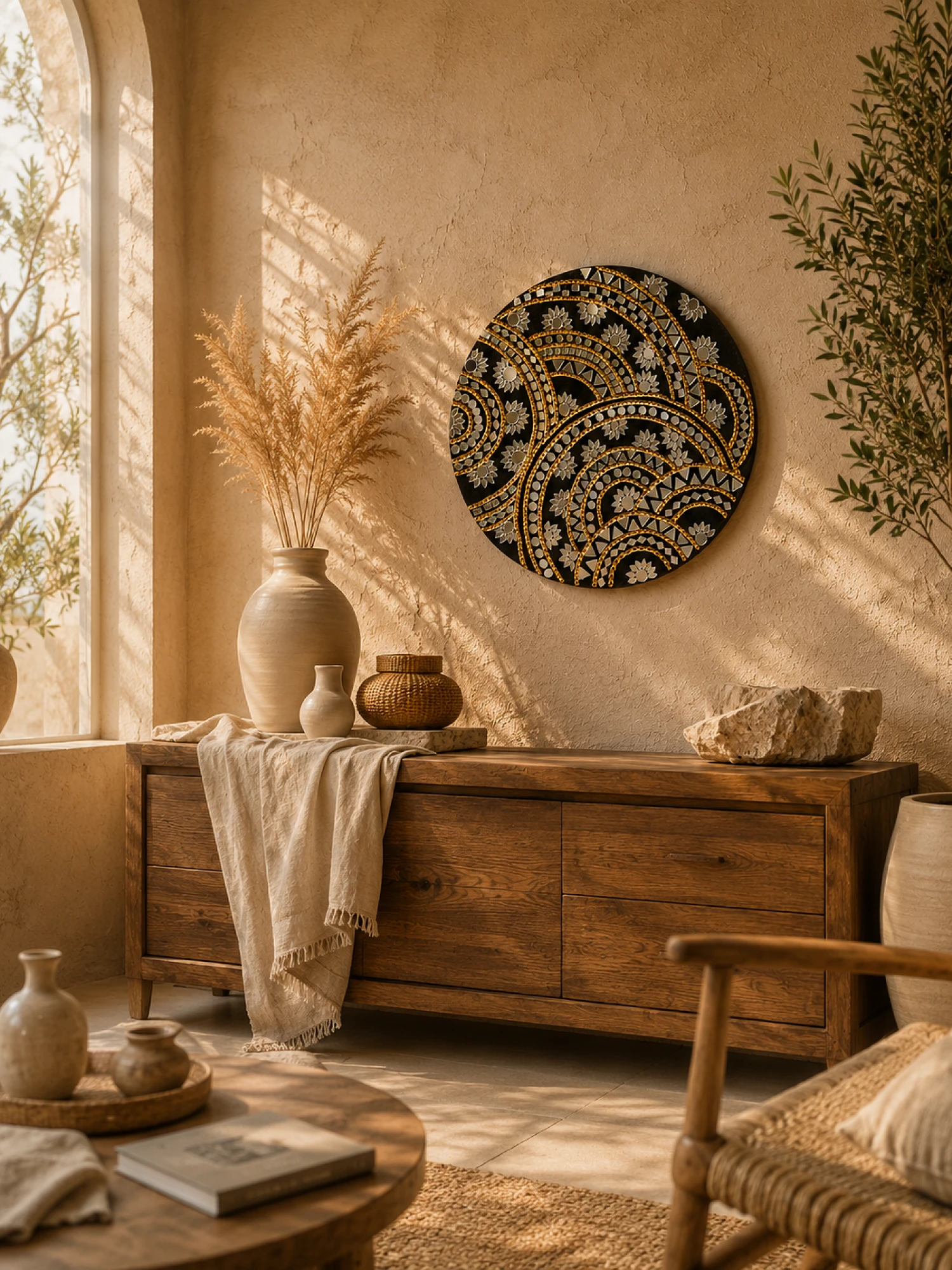 Golden Mosaic Wall Art Still Life