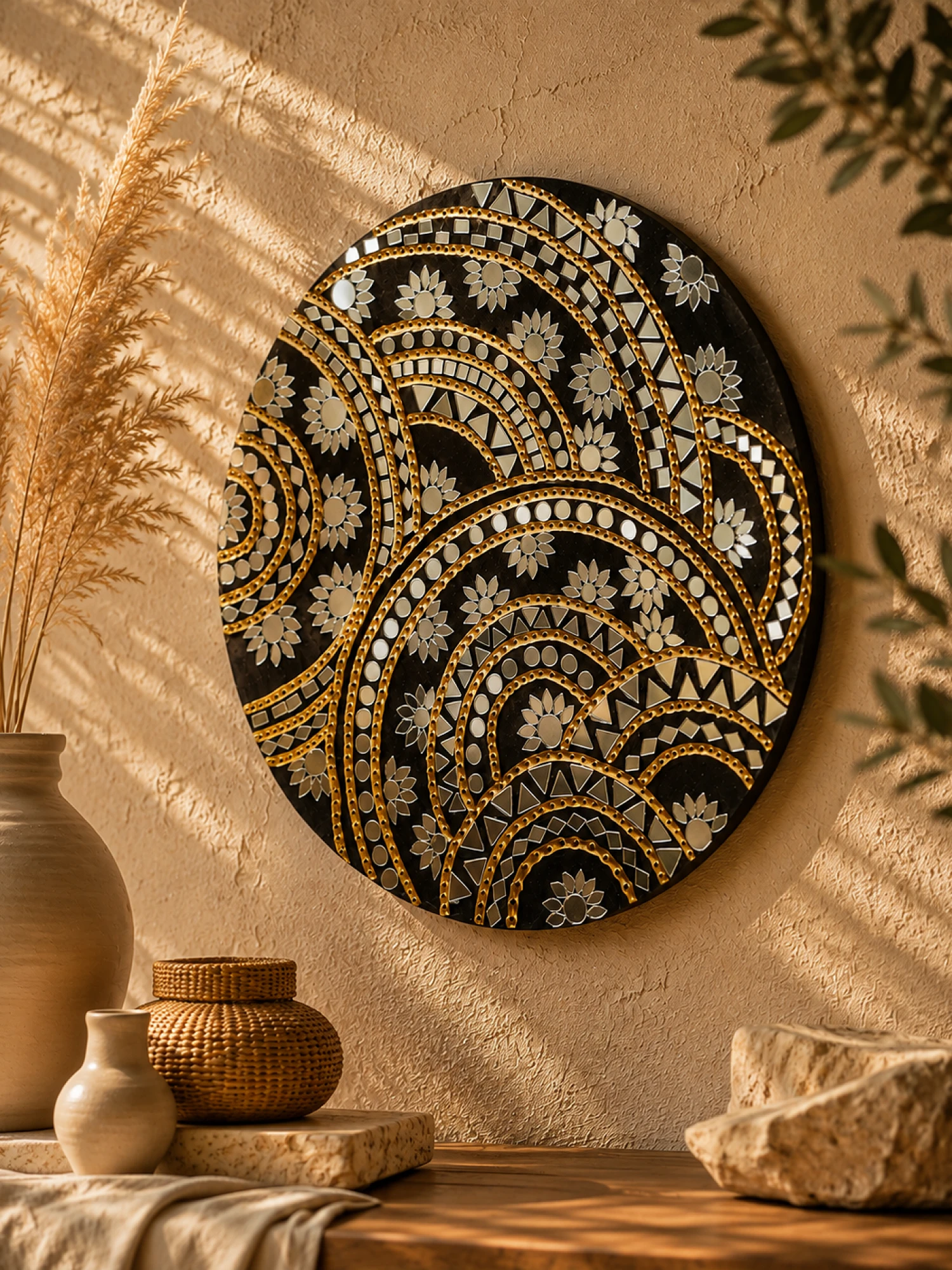 Golden Mosaic Wall Art Still Life