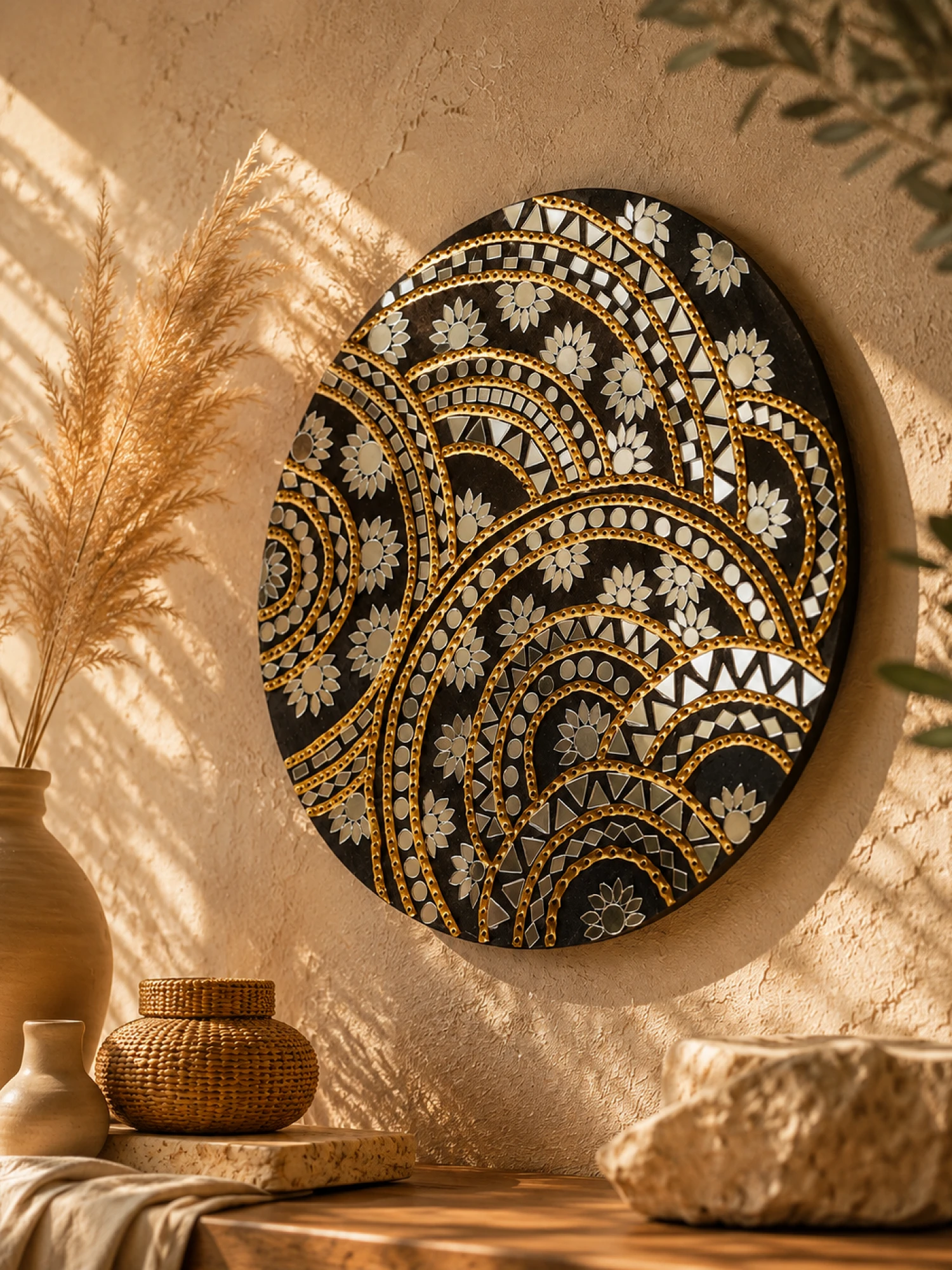 Golden Mosaic Wall Art Still Life