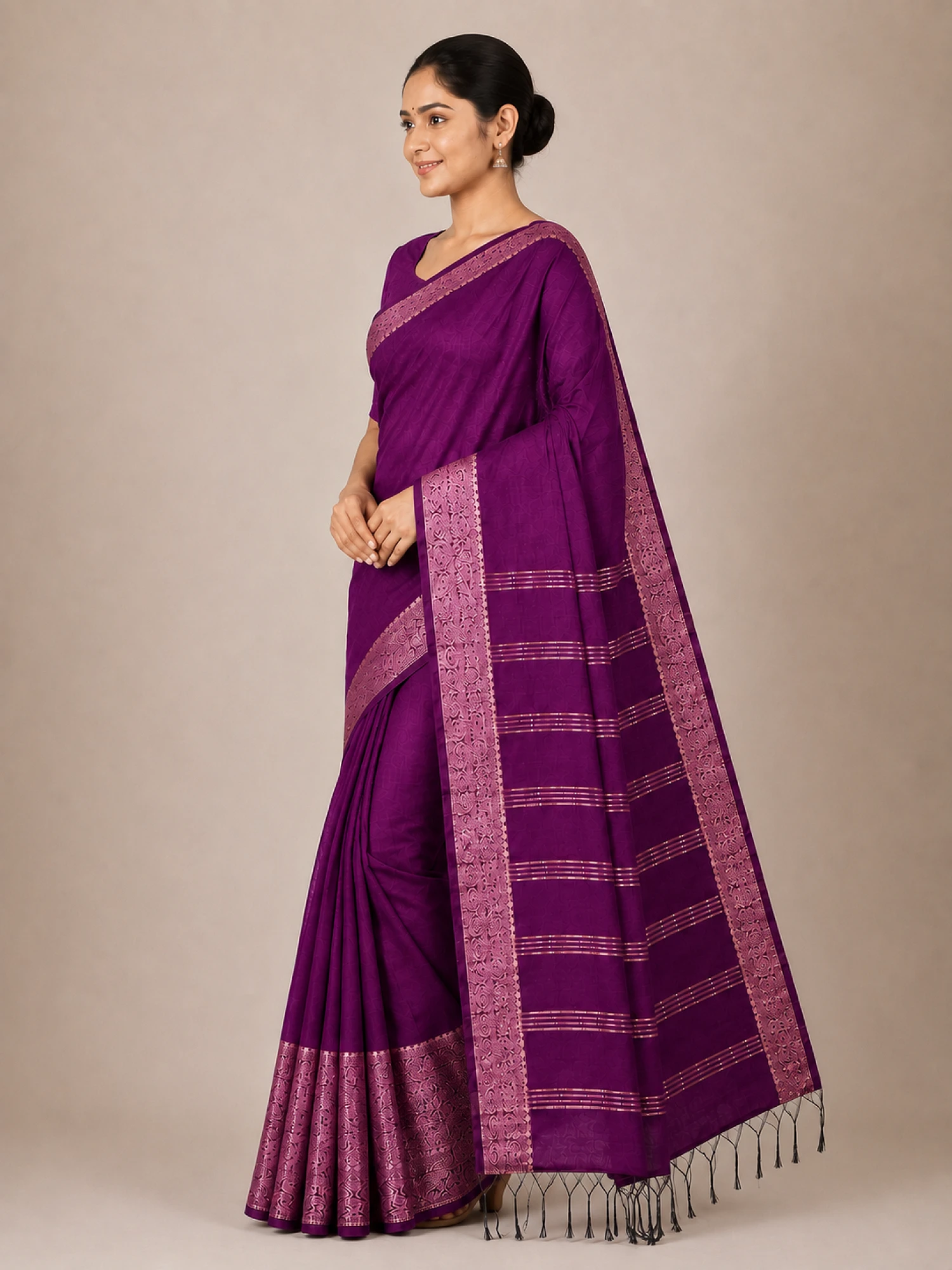 Elegant Purple handloom Linen