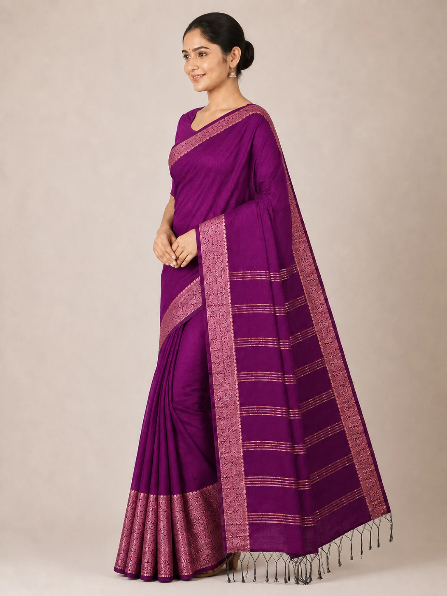 Elegant Purple handloom Linen