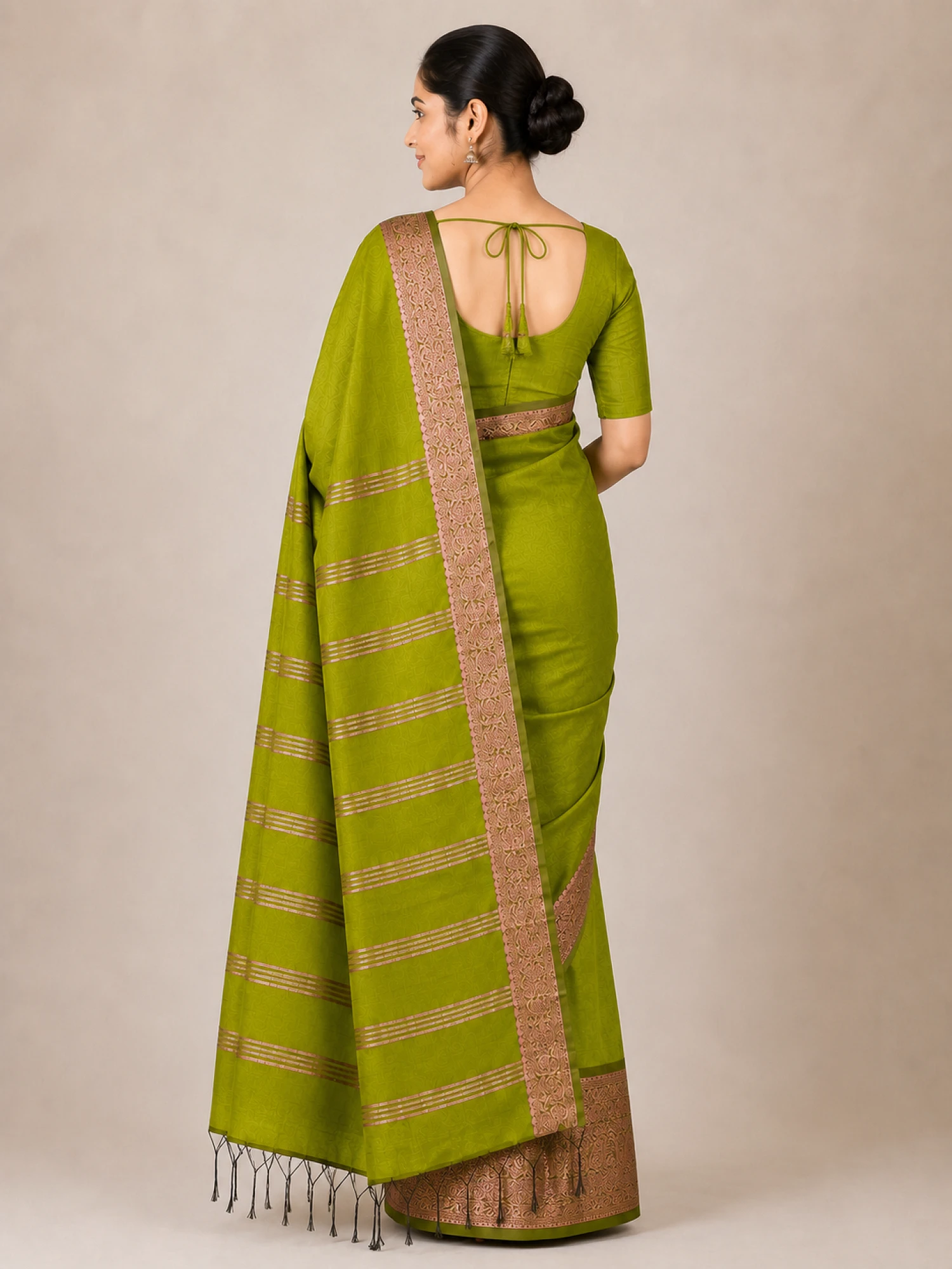 Elegant Olive Green Handloom Linen