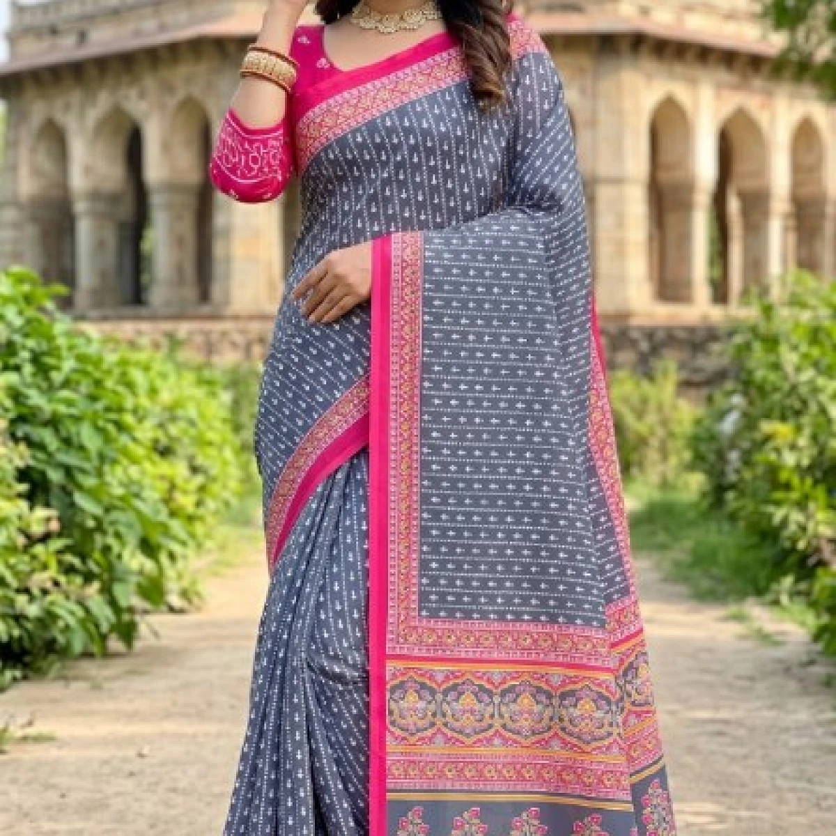 Preety Enterprise Beutiful Bagru Printed Sarees Primum Mulmul Cotton 1006